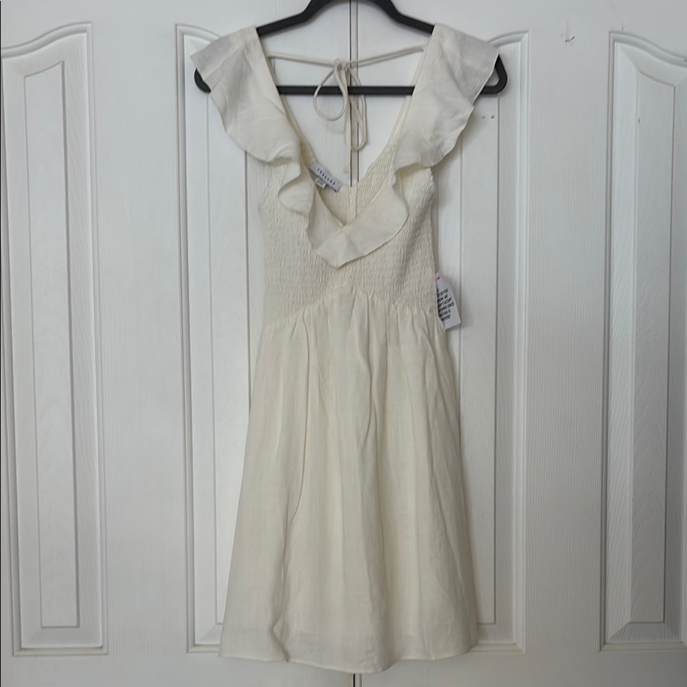 Topshop Cream Ruffled A-line Sundress